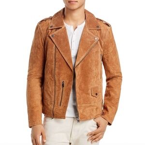 BlankNYC Men's Leather Suede Moto Jacket Slim Fit - Tan Size Medium